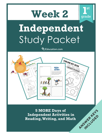First Grade Math Workbooks: First Grade Independent Study Packet - Week 2