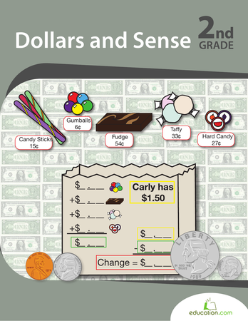 Second Grade Math Workbooks: Dollars and Sense